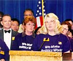 Two nurses testifying at a hearing